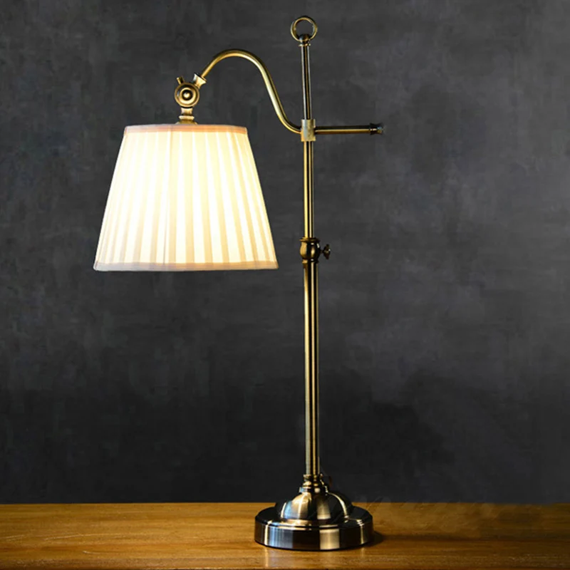 Witte Empire Shade tafellamp Moderne 1-lichts nachtkastjelamp van geplooide stof met hoogte verstelbaar ontwerp Clearhalo