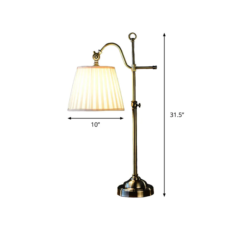 Witte Empire Shade tafellamp Moderne 1-lichts nachtkastjelamp van geplooide stof met hoogte verstelbaar ontwerp Clearhalo
