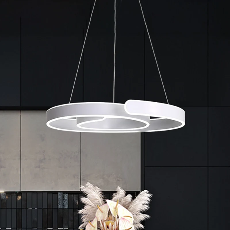 Witte gewervelde LED hanglamp minimalisme acryl kroonluchter warm/wit licht voor restaurant Clearhalo