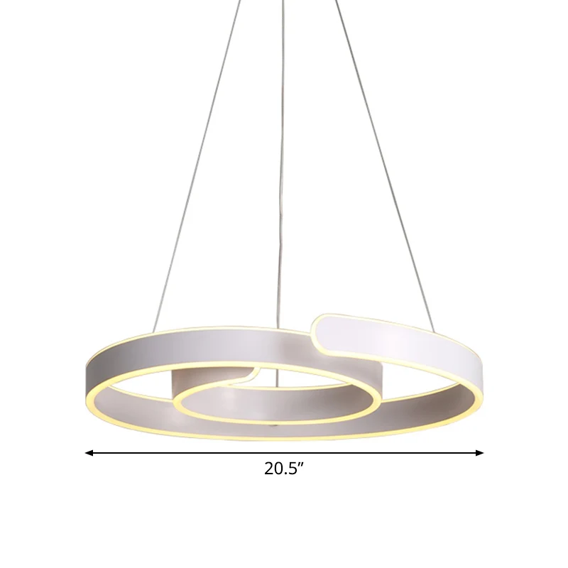 Witte gewervelde LED hanglamp minimalisme acryl kroonluchter warm/wit licht voor restaurant Clearhalo