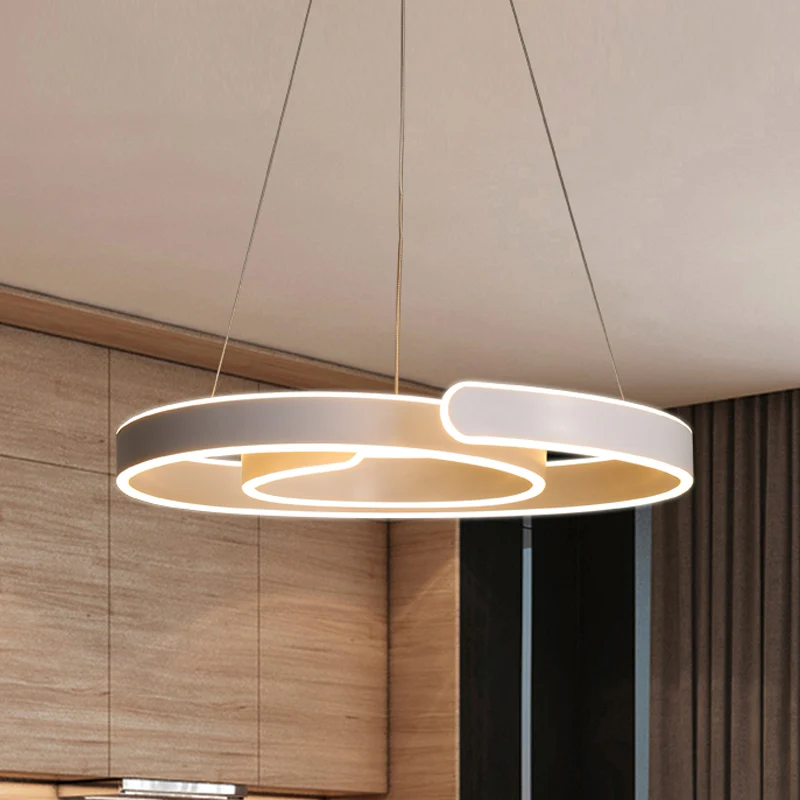 Witte gewervelde LED hanglamp minimalisme acryl kroonluchter warm/wit licht voor restaurant Clearhalo