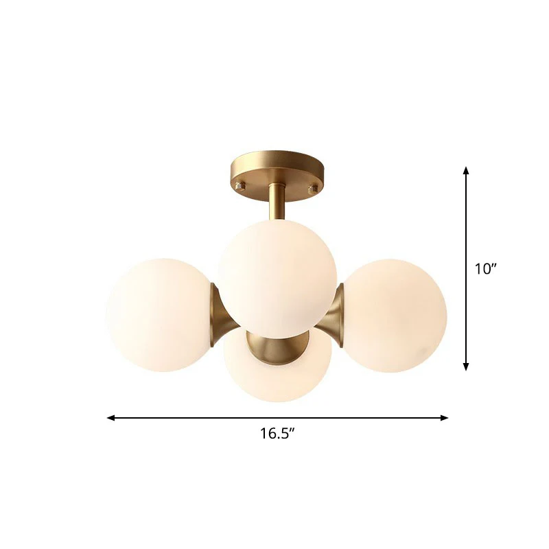 Witte glazen bol plafondkroonluchter postmoderne hangende lamp goud voor woonkamer Clearhalo