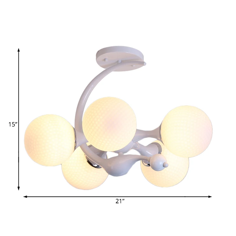 Witte glazen bol, semi-inbouwmontage met Sputnik Design, modernistische semi-inbouwplafondlamp voor slaapkamer Clearhalo