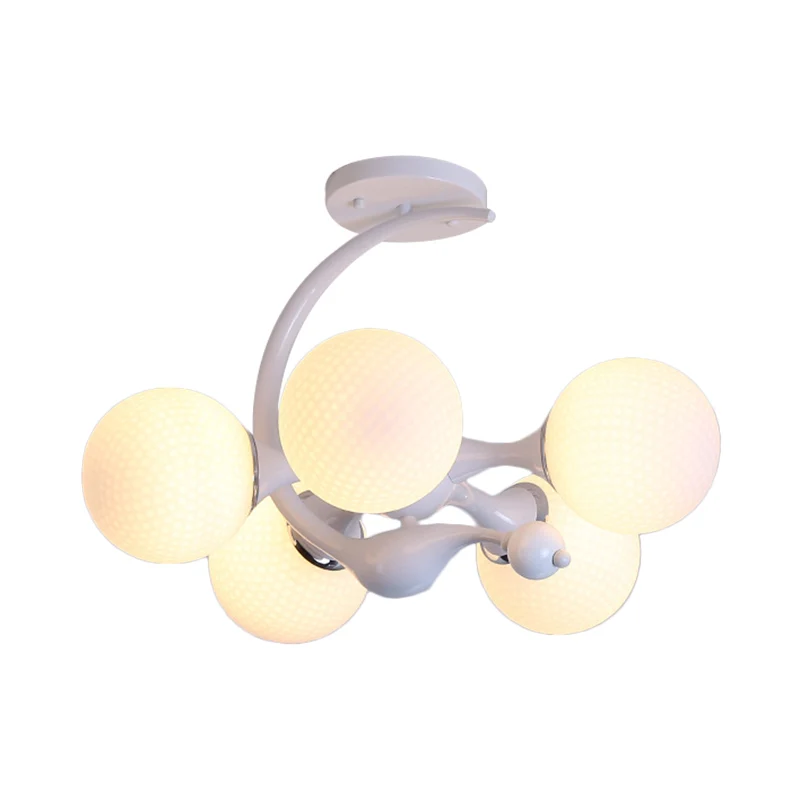 Witte glazen bol, semi-inbouwmontage met Sputnik Design, modernistische semi-inbouwplafondlamp voor slaapkamer Clearhalo
