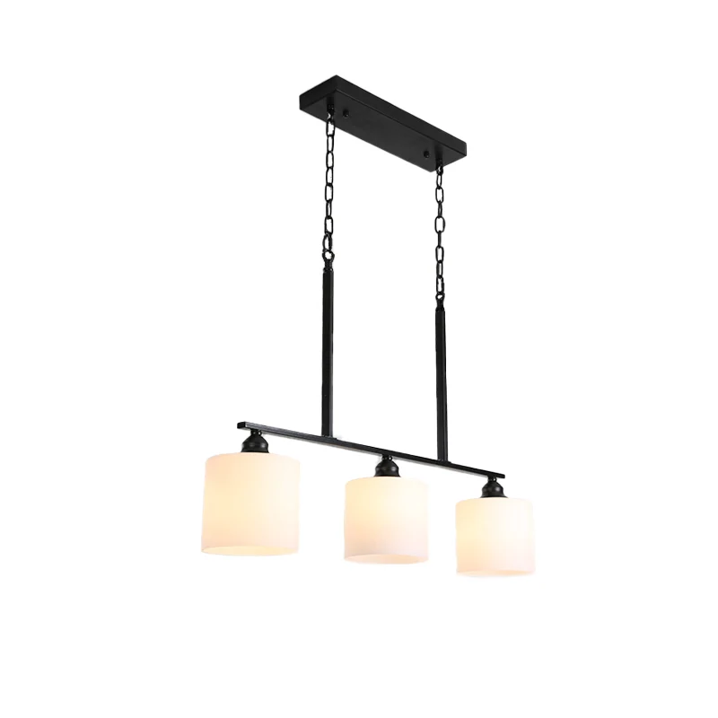 Witte glazen cilinder eilandlamp Vintage 3-lichts eetkamer hangende plafondlamp Clearhalo