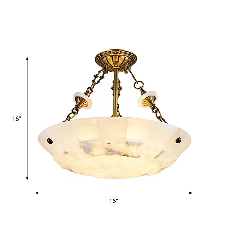 Witte glazen kom, semi-inbouw, traditionele 3/4-licht woonkamer dicht bij plafondlamp, 16"/19,5" W Clearhalo