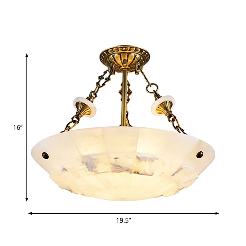 Witte glazen kom, semi-inbouw, traditionele 3/4-licht woonkamer dicht bij plafondlamp, 16"/19,5" W Clearhalo