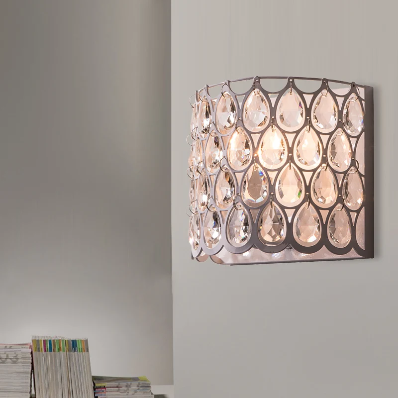 Witte halve cilinder schans platteland kristal 1 lichte slaapkamer wandverlichtingsarmatuur Clearhalo