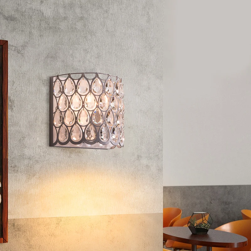 Witte halve cilinder schans platteland kristal 1 lichte slaapkamer wandverlichtingsarmatuur Clearhalo