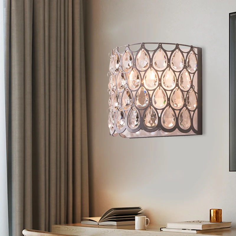 Witte halve cilinder schans platteland kristal 1 lichte slaapkamer wandverlichtingsarmatuur Clearhalo