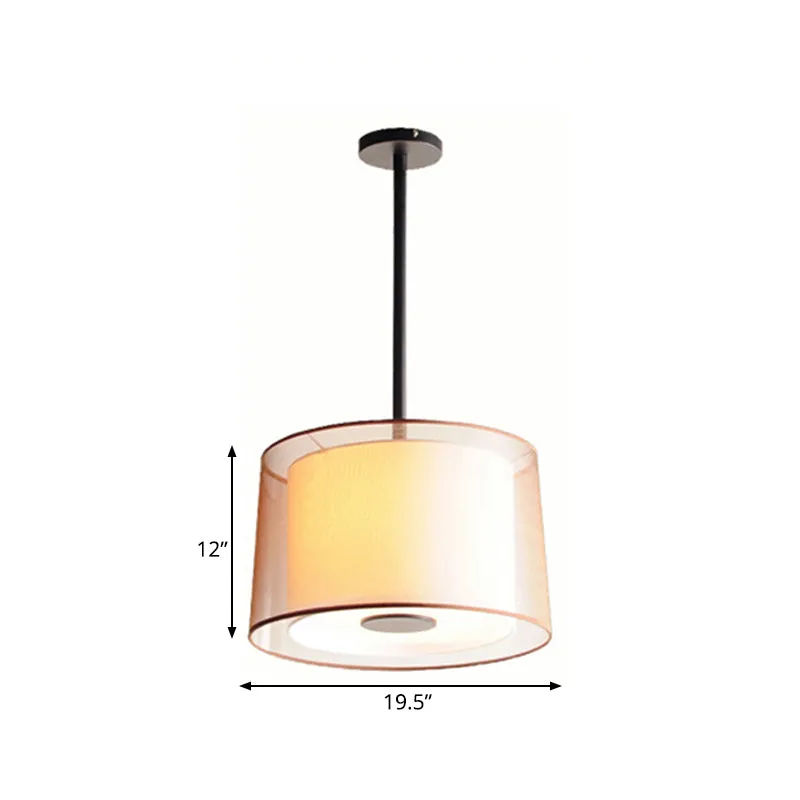 Witte kroonluchter met 3 lampen, traditionele stoffen trommelhanglamp, 16"/19,5"/23,5" breed Clearhalo