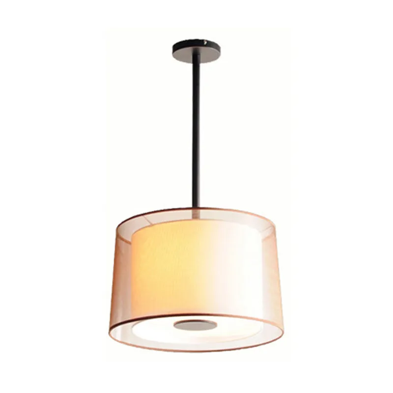 Witte kroonluchter met 3 lampen, traditionele stoffen trommelhanglamp, 16"/19,5"/23,5" breed Clearhalo