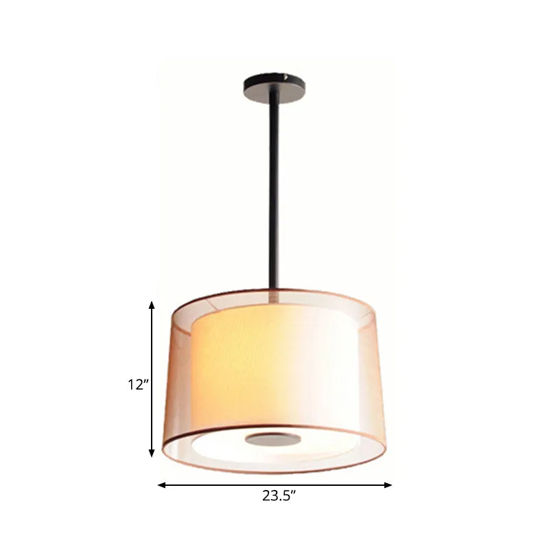 Witte kroonluchter met 3 lampen, traditionele stoffen trommelhanglamp, 16"/19,5"/23,5" breed Clearhalo