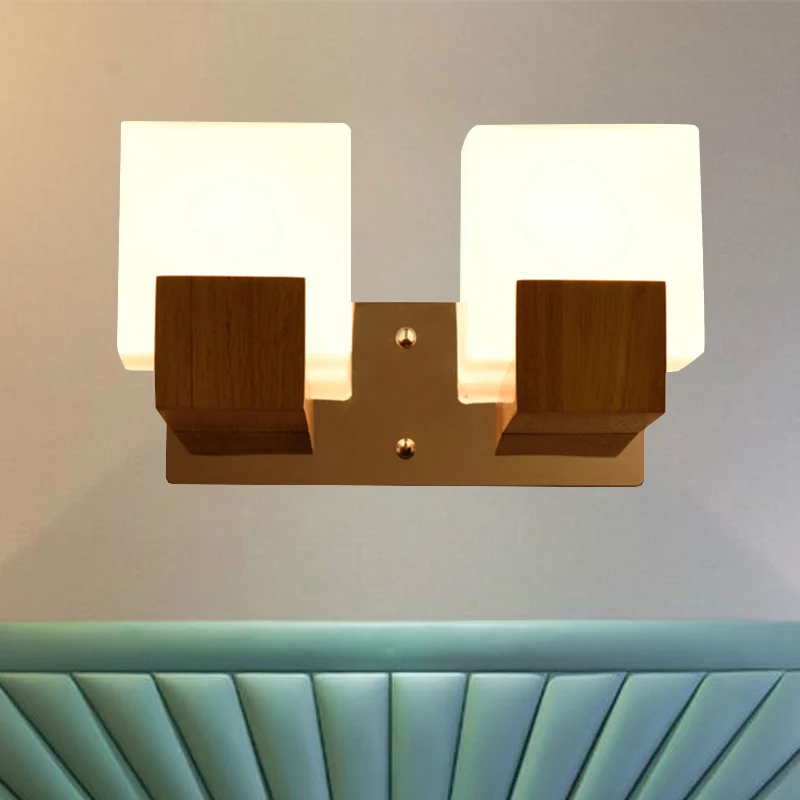 Witte Kubus Schans Licht Japanse Stijl Eenvoudige Opaal Glazen Wandlamp voor Trap Woonkamer Clearhalo