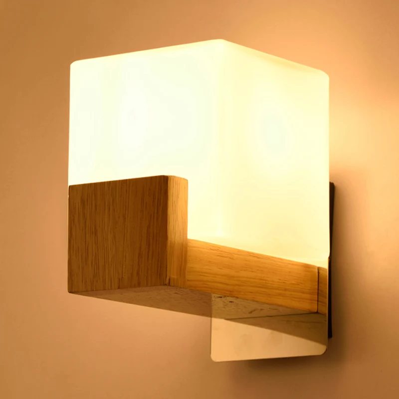 Witte Kubus Schans Licht Japanse Stijl Eenvoudige Opaal Glazen Wandlamp voor Trap Woonkamer Clearhalo