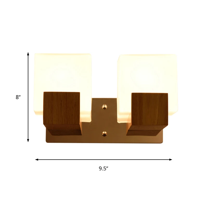Witte Kubus Schans Licht Japanse Stijl Eenvoudige Opaal Glazen Wandlamp voor Trap Woonkamer Clearhalo