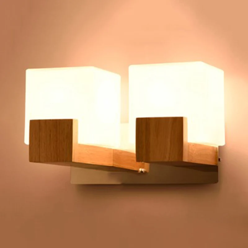 Witte Kubus Schans Licht Japanse Stijl Eenvoudige Opaal Glazen Wandlamp voor Trap Woonkamer Clearhalo