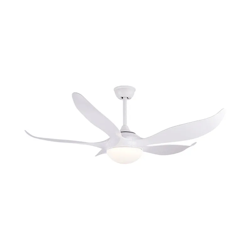 56" W witte LED-plafondventilatorlamp modernistische acrylkoepel semi-inbouwlamp met 5 bladen voor slaapkamer Clearhalo