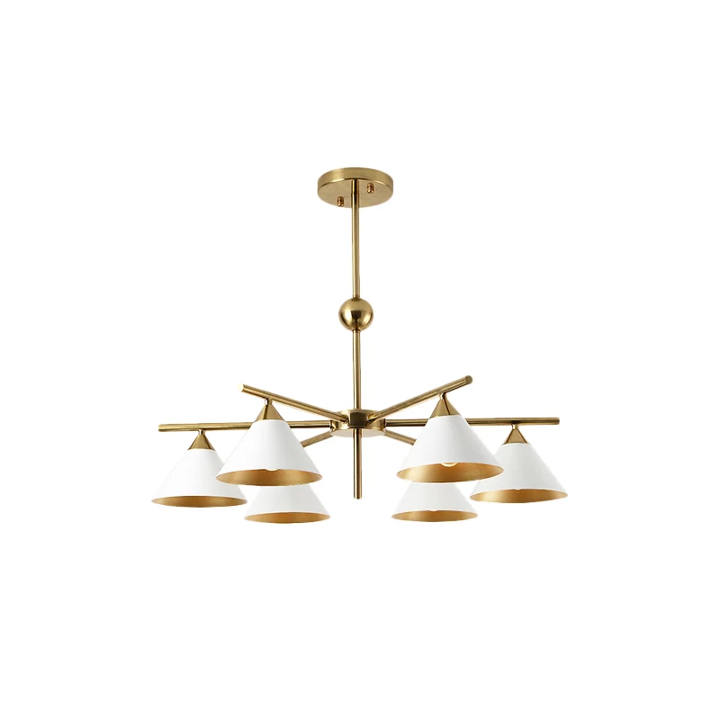 Witte piramidevormige hanglamp, eigentijdse metalen kroonluchter voor woonkamer Clearhalo