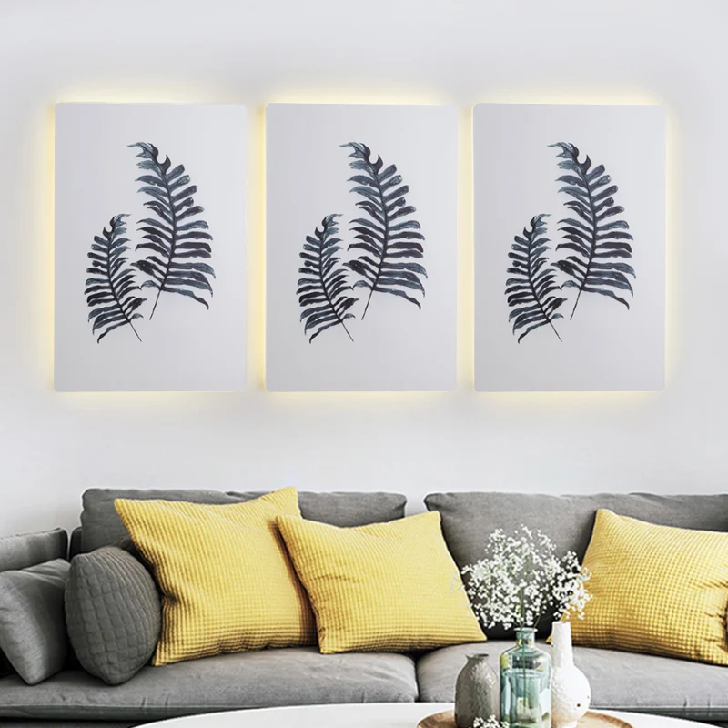Witte rechthoekige bananenblad muurschildering lamp Scandinavische stijl LED acryl wandmontage lichtarmatuur Clearhalo