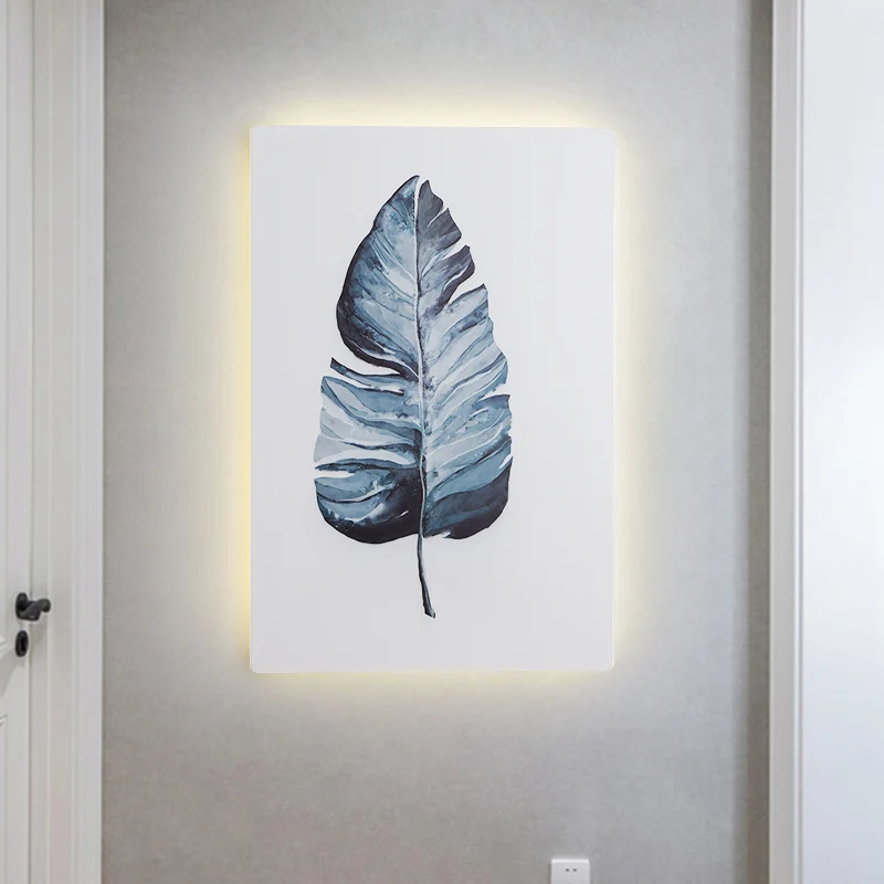 Witte rechthoekige bananenblad muurschildering lamp Scandinavische stijl LED acryl wandmontage lichtarmatuur Clearhalo
