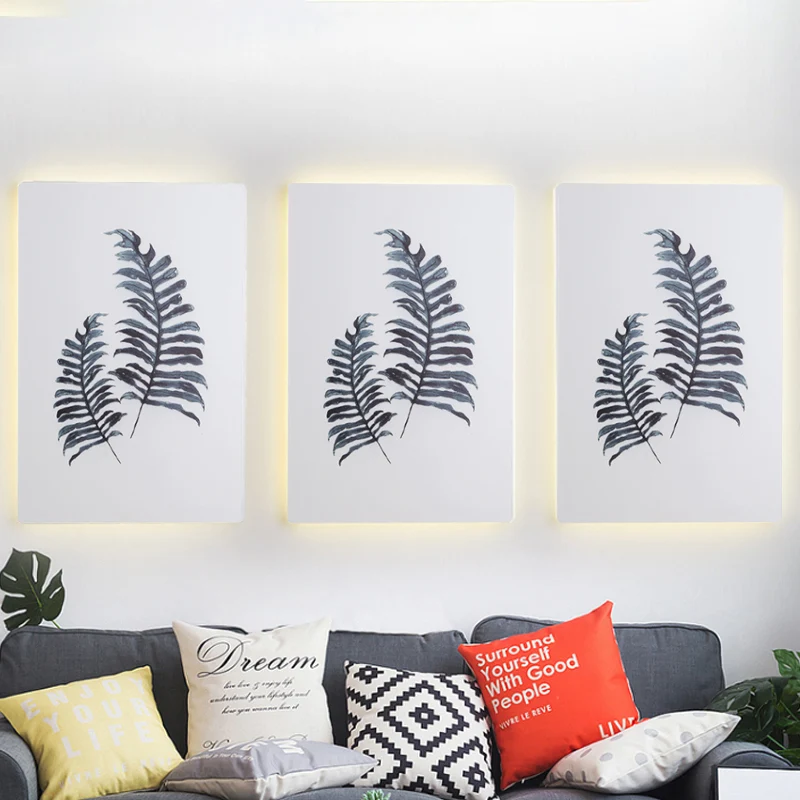 Witte rechthoekige bananenblad muurschildering lamp Scandinavische stijl LED acryl wandmontage lichtarmatuur Clearhalo