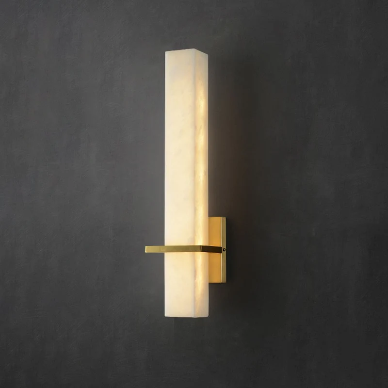 Witte rechthoekige LED-wandkandelaar Minimalistisch marmeren wandlicht voor gangpad Clearhalo