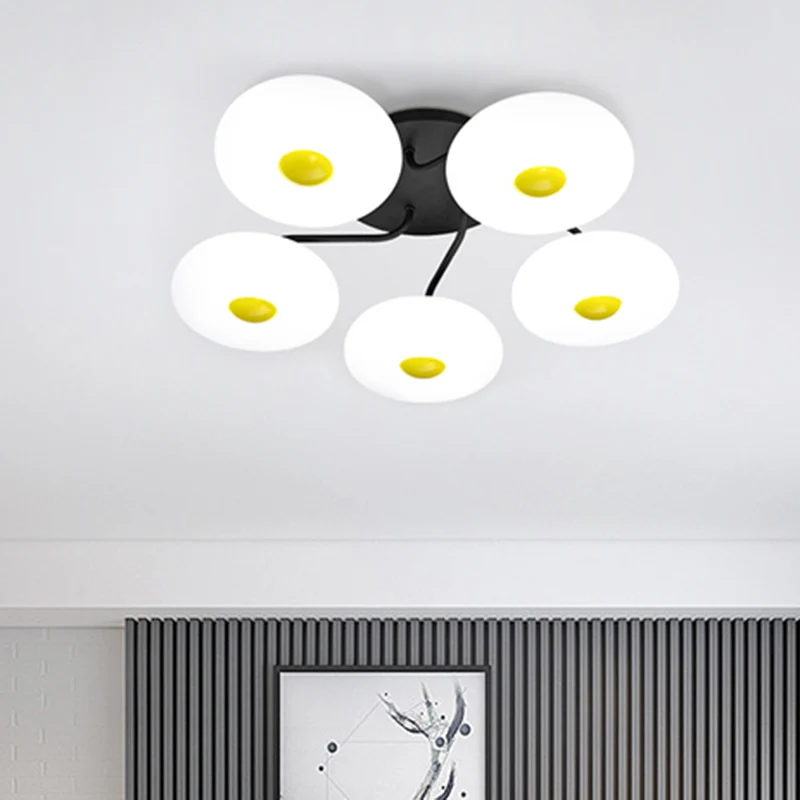 Witte ronde semi-inbouw plafondlamp 1/3/5 koppen hedendaagse acryl plafondlamp voor woonkamer Clearhalo