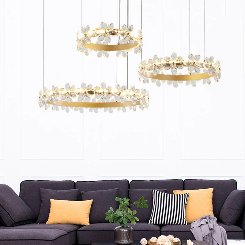 Witte slingervormige kroonluchterlamp, eigentijds 2/3 lichts led-kristallen hanglamp wit/warm licht Clearhalo