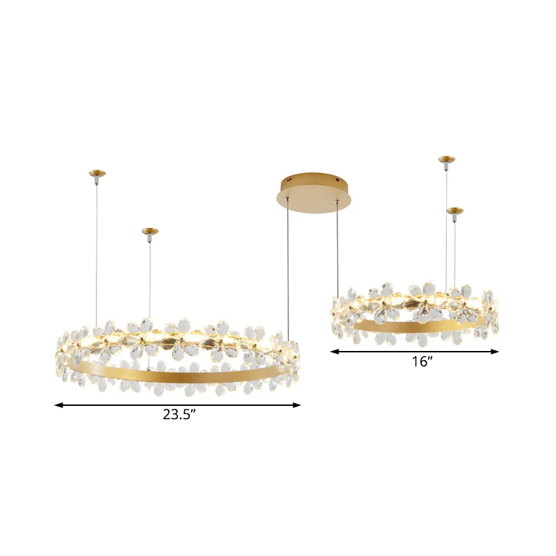 Witte slingervormige kroonluchterlamp, eigentijds 2/3 lichts led-kristallen hanglamp wit/warm licht Clearhalo