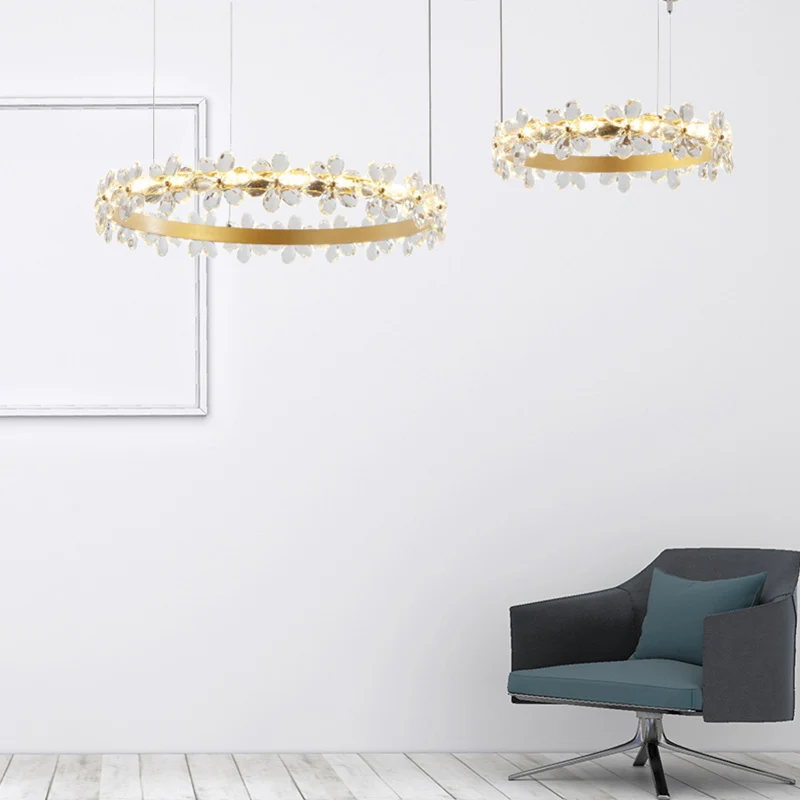 Witte slingervormige kroonluchterlamp, eigentijds 2/3 lichts led-kristallen hanglamp wit/warm licht Clearhalo