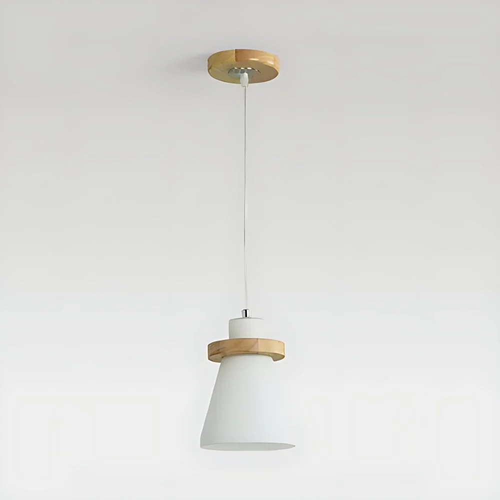 Witte taps toelopende kap hanglamp met ronde luifel Eenvoudige stijl melkglas hanglamp wit voor kantoor Clearhalo