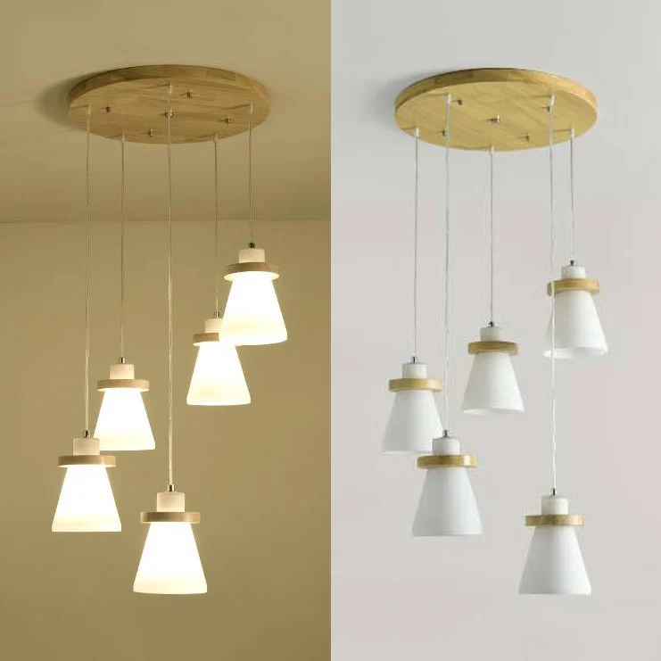 Witte taps toelopende kap hanglamp met ronde luifel Eenvoudige stijl melkglas hanglamp wit voor kantoor Clearhalo