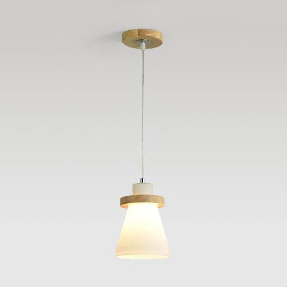 Witte taps toelopende kap hanglamp met ronde luifel Eenvoudige stijl melkglas hanglamp wit voor kantoor Clearhalo