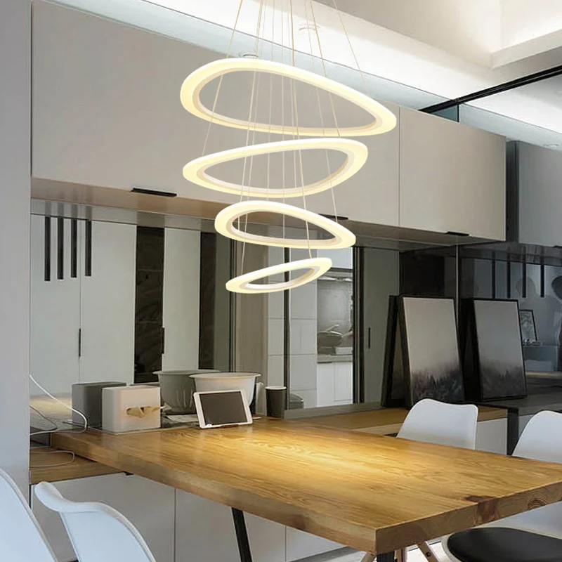 Witte traanvormige 4/5-laags kroonluchter Eenvoud LED acryl hangende plafondlamp warm/wit licht Clearhalo