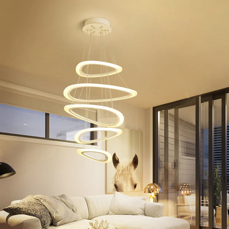 Witte traanvormige 4/5-laags kroonluchter Eenvoud LED acryl hangende plafondlamp warm/wit licht Clearhalo