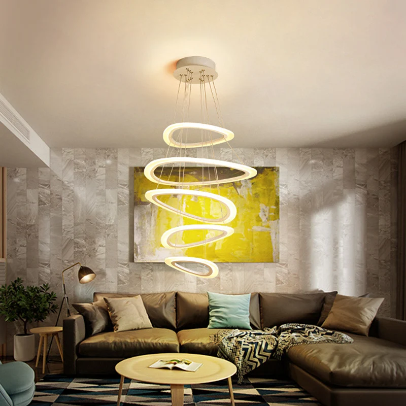 Witte traanvormige 4/5-laags kroonluchter Eenvoud LED acryl hangende plafondlamp warm/wit licht Clearhalo