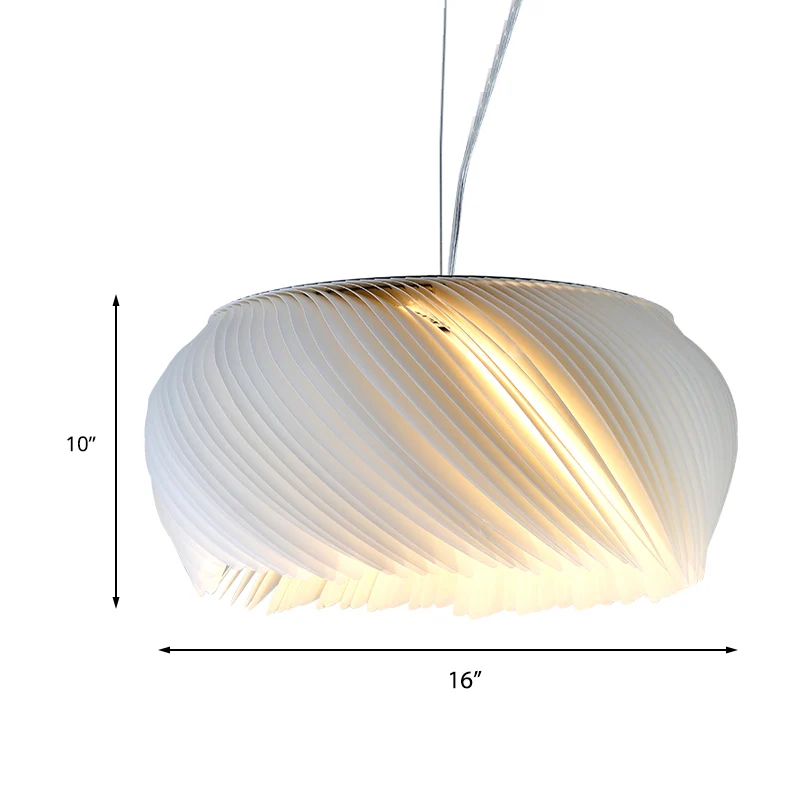 Witte trommel hanglamp eenvoudige stijl 1 licht kunststof hanglamp voor woonkamer Clearhalo