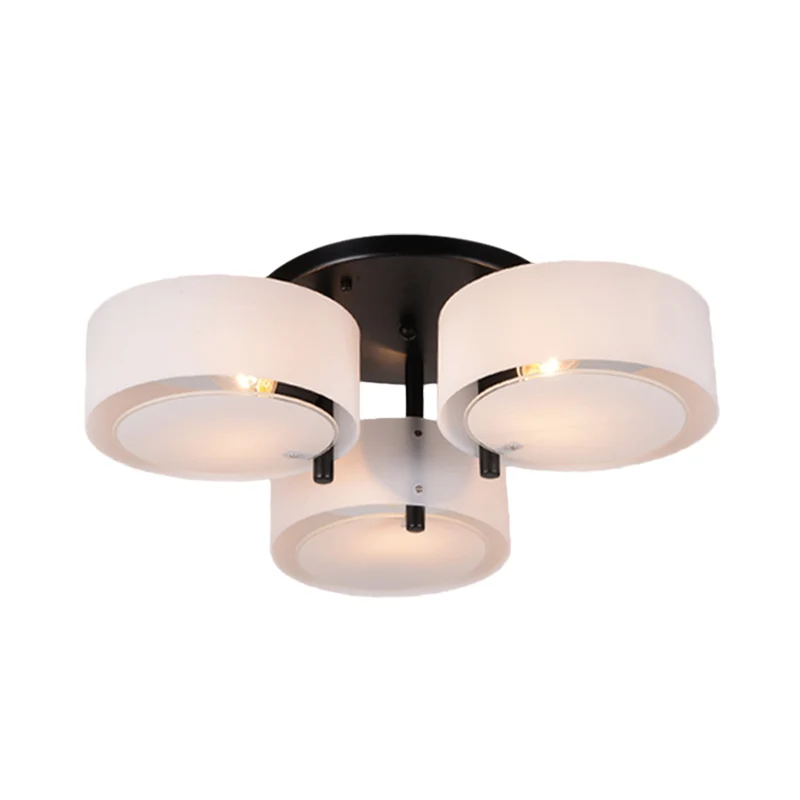 Witte trommelvorm semi-inbouw moderne 3-koppige acryl dicht bij plafondlamp voor woonkamer Clearhalo