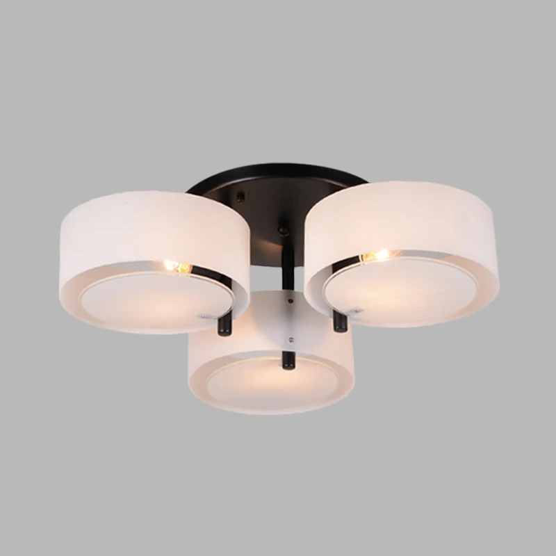 Witte trommelvorm semi-inbouw moderne 3-koppige acryl dicht bij plafondlamp voor woonkamer Clearhalo