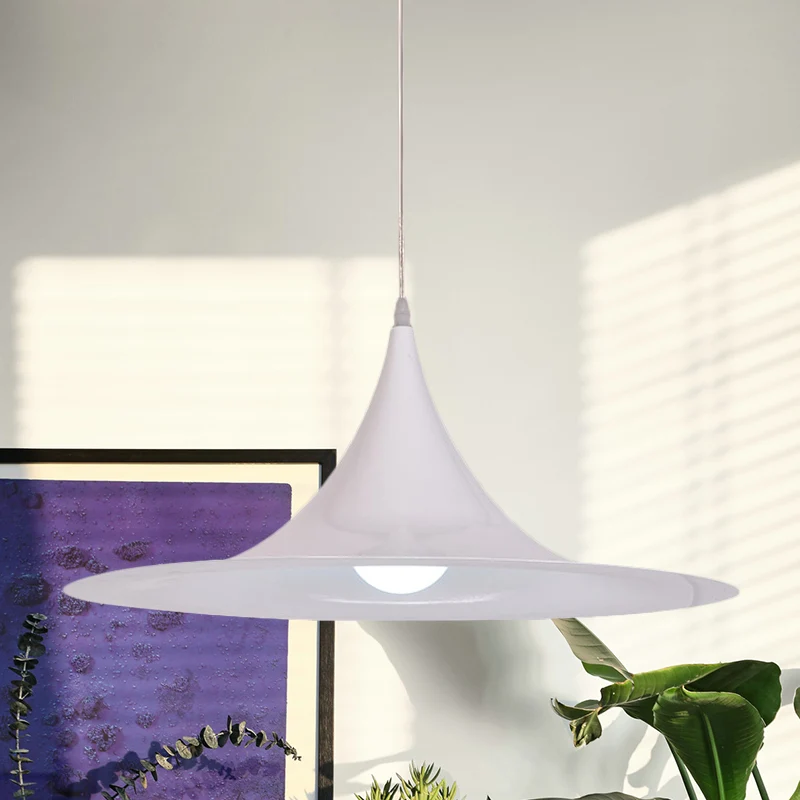 Witte trompet hanglamp minimalisme 1 lamp aluminium hangende plafondlamp voor eetkamer Clearhalo