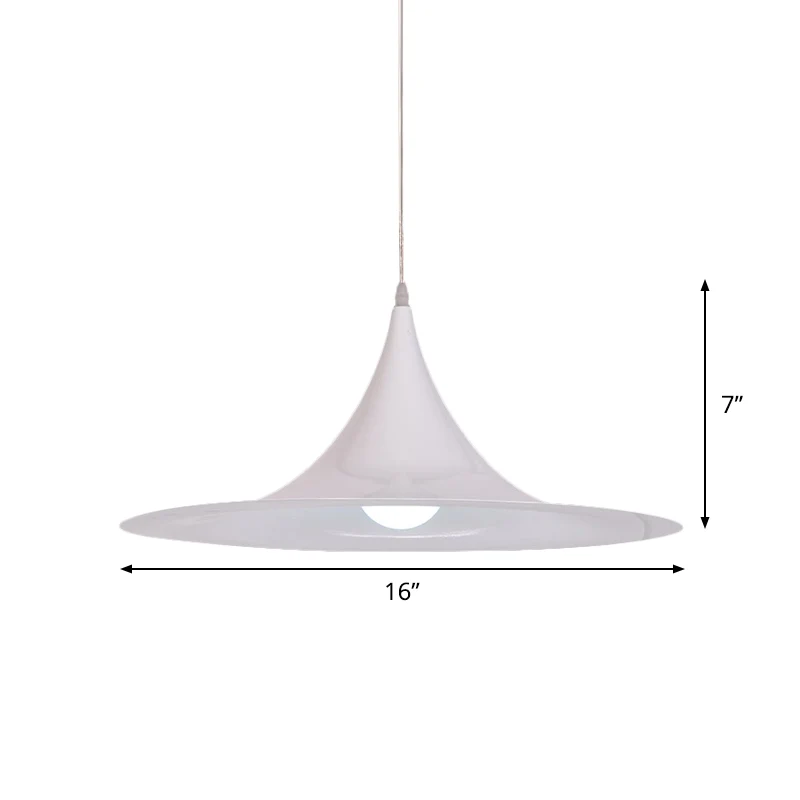 Witte trompet hanglamp minimalisme 1 lamp aluminium hangende plafondlamp voor eetkamer Clearhalo