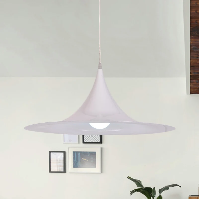 Witte trompet hanglamp minimalisme 1 lamp aluminium hangende plafondlamp voor eetkamer Clearhalo