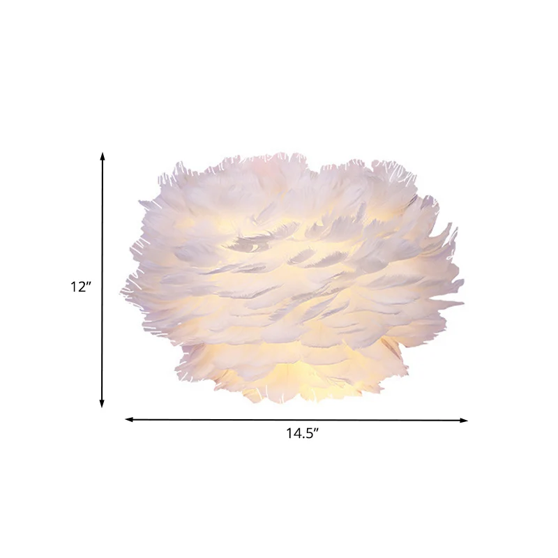 Witte veren wandkandelaar eigentijds 1-lamps stoffen wandlamp voor nachtkastje Clearhalo