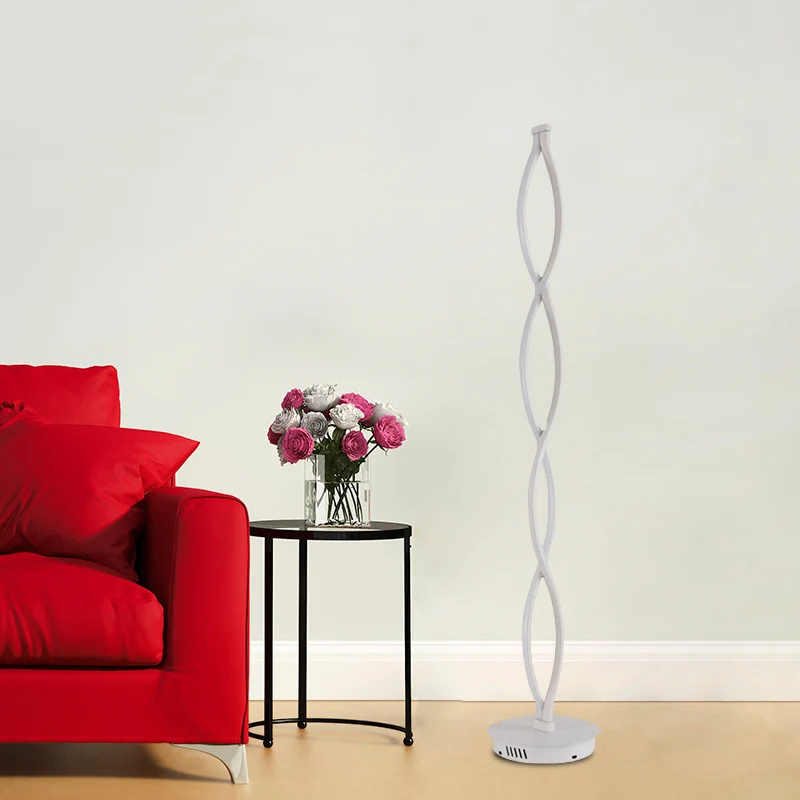 Witte vloerlamp met gedraaide lijn, moderne LED-acryl staande lamp met spiraalvormig ontwerp warm/wit/natuurlijk licht Cle...