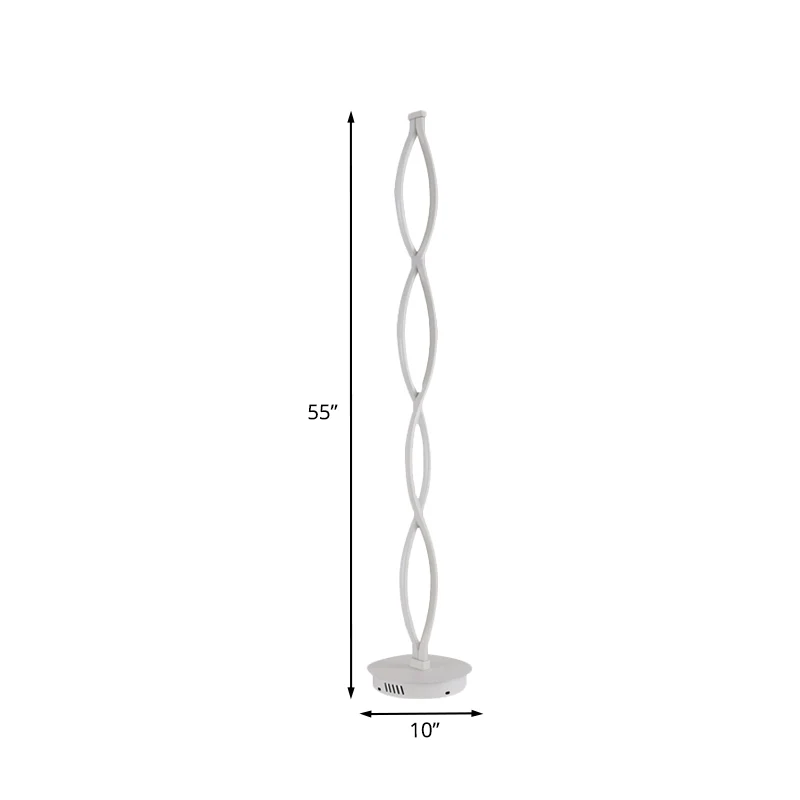Witte vloerlamp met gedraaide lijn, moderne LED-acryl staande lamp met spiraalvormig ontwerp warm/wit/natuurlijk licht Cle...