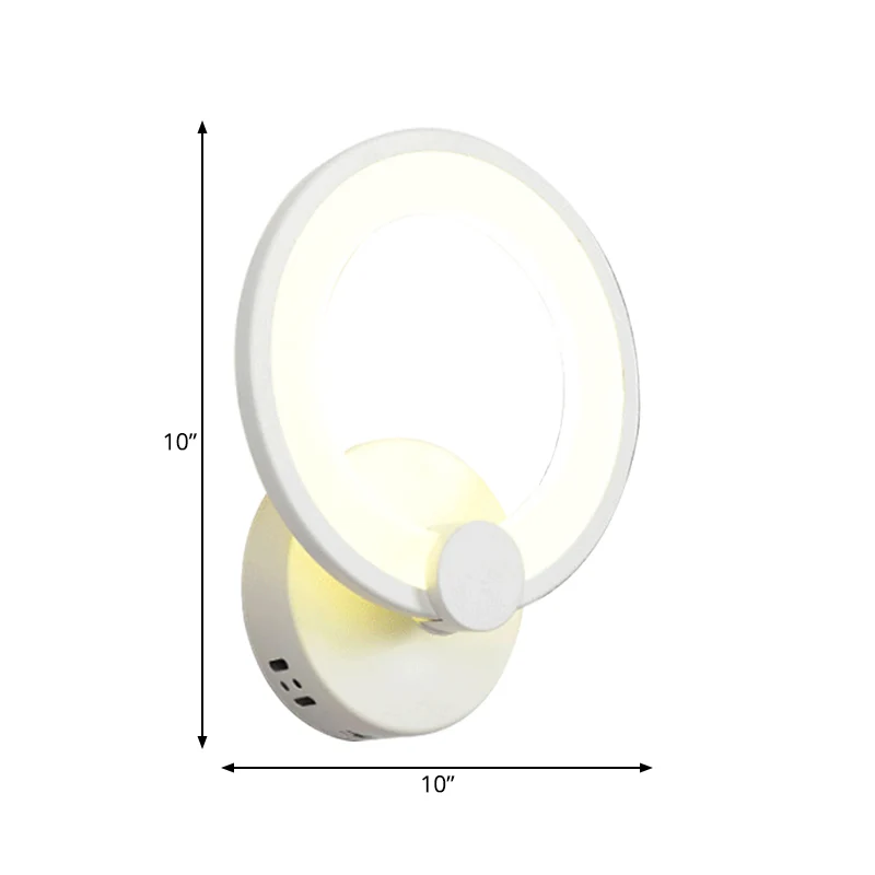 Witte wandlamp Scandinavische stijl met ring van acryl LED-wandkandelaar voor badkamerhal Clearhalo