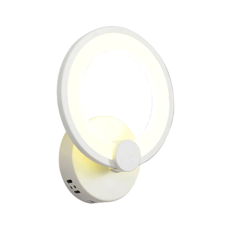 Witte wandlamp Scandinavische stijl met ring van acryl LED-wandkandelaar voor badkamerhal Clearhalo