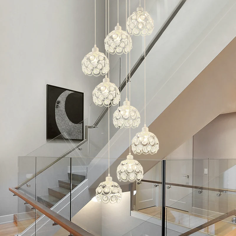 Wit/zwart 8 lampen plafondlamp modernisme Crystal Dome multi-lichtkroonluchter voor woonkamer Clearhalo
