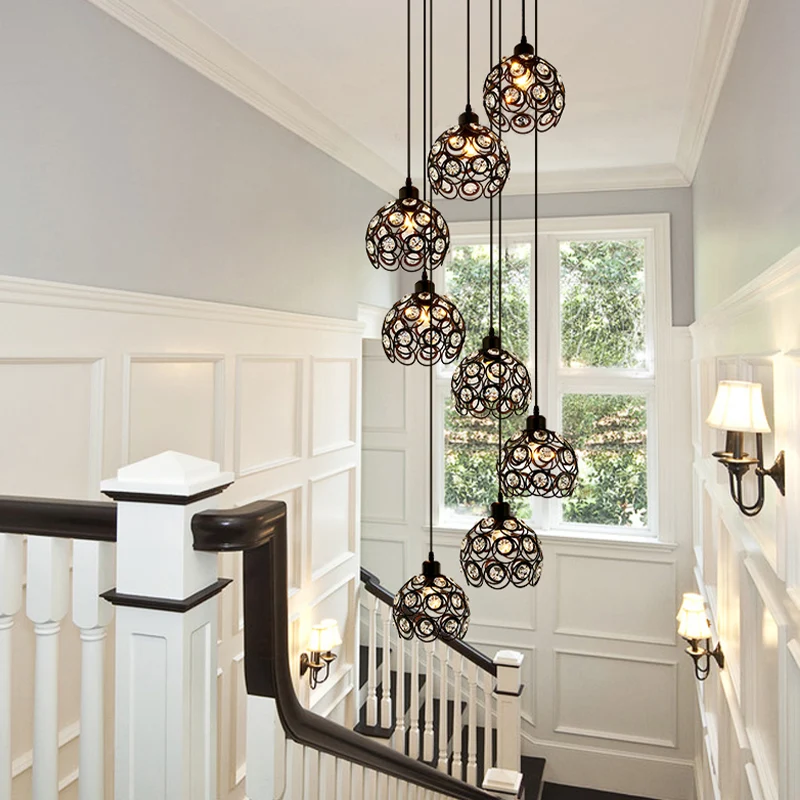 Wit/zwart 8 lampen plafondlamp modernisme Crystal Dome multi-lichtkroonluchter voor woonkamer Clearhalo